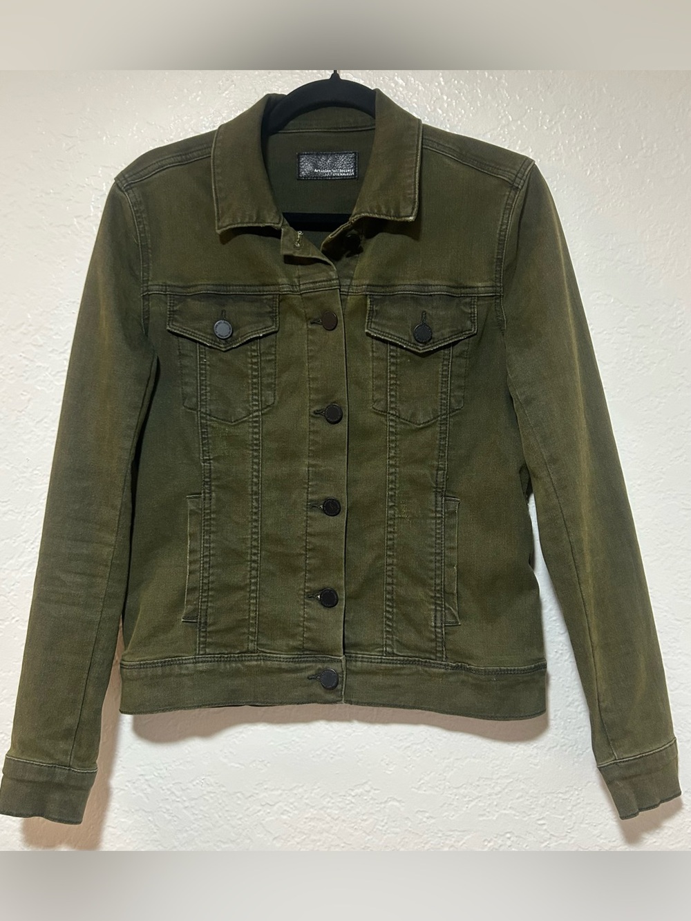 Articles Of Society Olive Green Denim Jacket - Button-Front Trucker